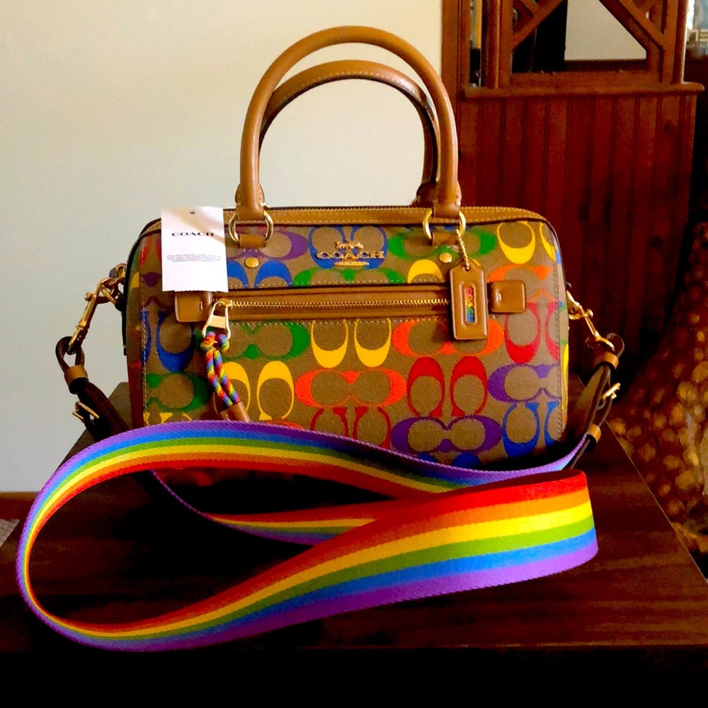 New Coach Pride edition hand bag. Handle carry and matching cross body strap.